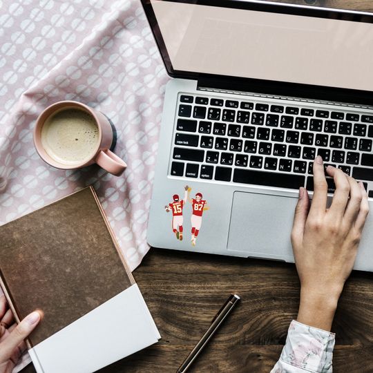 Patrick Mahomes and Travis Kelci High Five Clear Vinyl Sticker