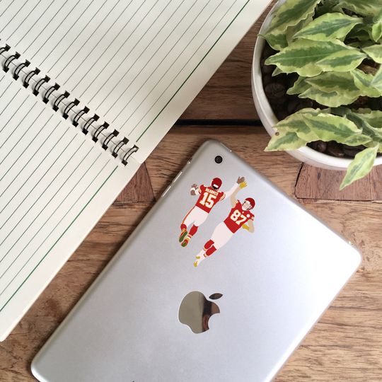 Patrick Mahomes and Travis Kelci High Five Clear Vinyl Sticker