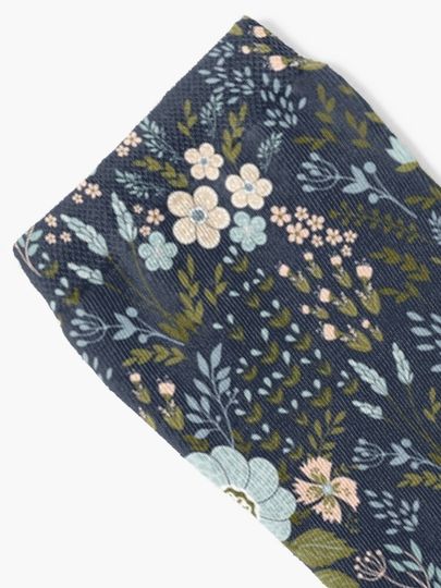 Midnight Blue Floral Socks