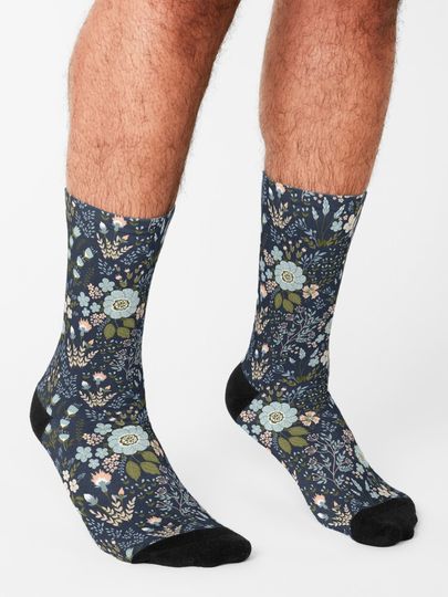 Midnight Blue Floral Socks