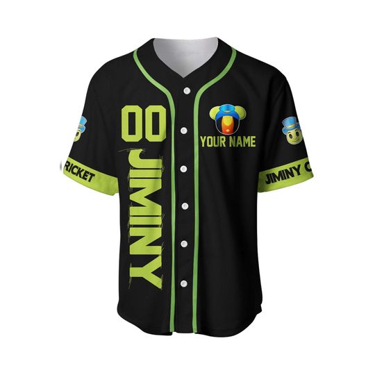Jiminy Cricket Green Black | Disney Custom Baseball Jersey
