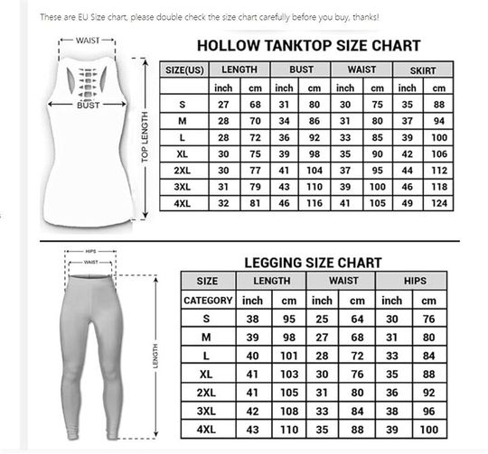 Skull Game Hollow Tank Top Legging Sets