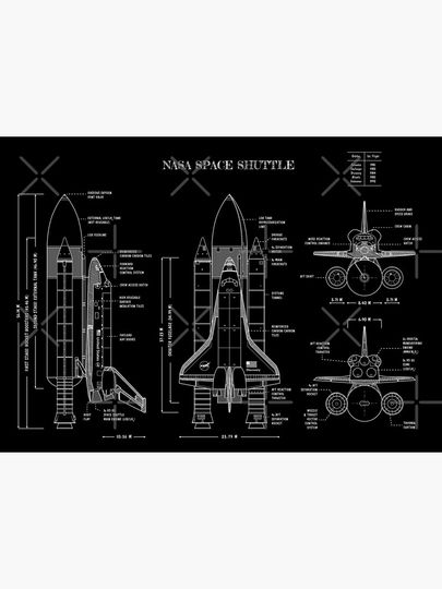 NASA Space Shuttle  (White Stencil-No Background) Premium Matte Vertical Poster