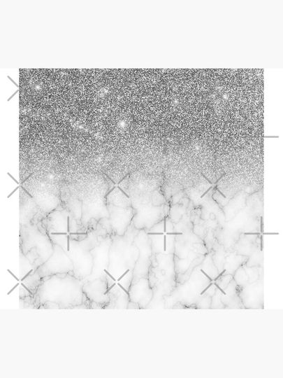 Stylish Silver Glitter Ombre Marble Shower Curtain