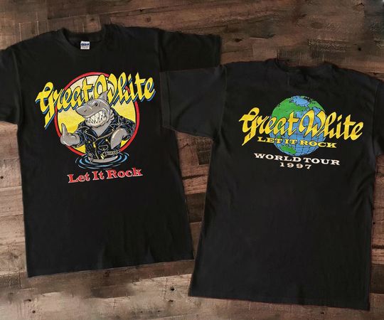 Great White Let It Rock World Tour 1997 T-Shirt, 90s Great White World Tour T-Shirt