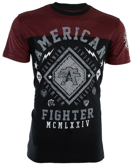 American Fighter Kendall Black Red Athletic Fit Mens Crew Neck T-shirt