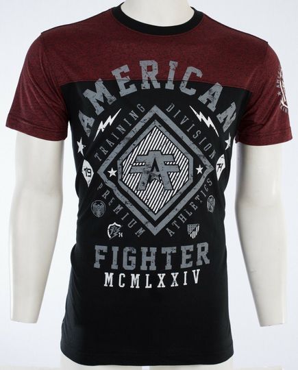 American Fighter Kendall Black Red Athletic Fit Mens Crew Neck T-shirt