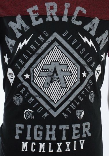 American Fighter Kendall Black Red Athletic Fit Mens Crew Neck T-shirt