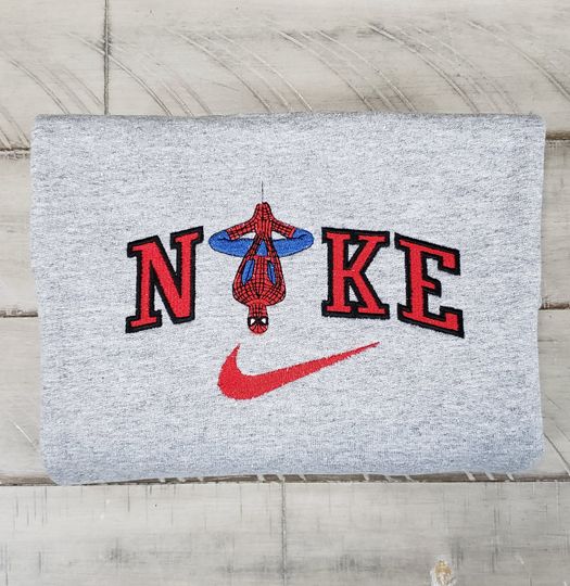 Embroidered Spider-Man Inspired Crewneck Sweatshirt
