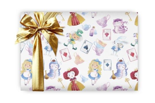 Alice in Wonderland Wrapping Paper Sheets The Mad Hatter White Rabbit tea party