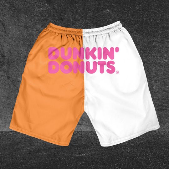 Dunkin Donuts Horizontal Text Shorts, Beer basic men Hawaiian shorts, Dunkin Donuts Beach Short