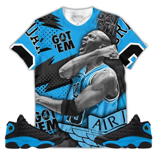 Goat Number 23 Sneaker Shirt Match Black University Blue 13s Tee