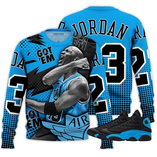 Goat Number 23 Sneaker Shirt Match Black University Blue 13s Tee