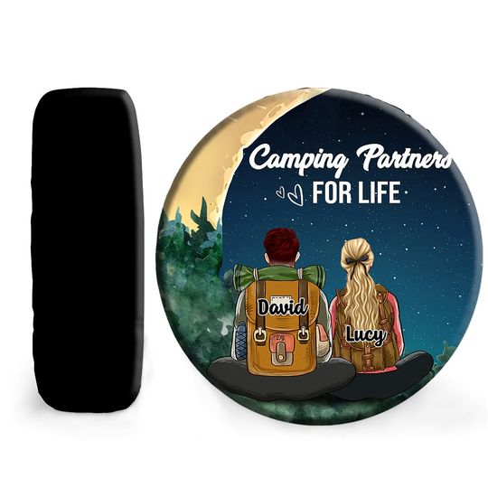 Customized Name Camping Spare Tire Cover, Camping Partners For Life
