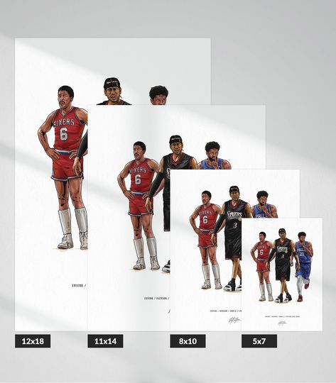 Dr J Allen Iverson Joel Embiid Basketball Art Poster