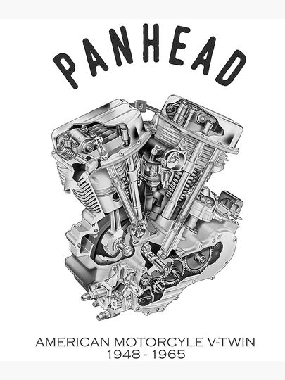 Old School Haarleyy Davidson Panhead Cutaway Drawing VTwin Premium Matte Vertical Poster