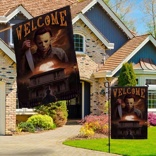 Halloween Welcome Michael Myers Horror Character Garden Flag