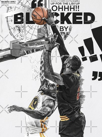 LeBron James Chasedown Block Andre Iguodala Premium Matte Vertical Poster