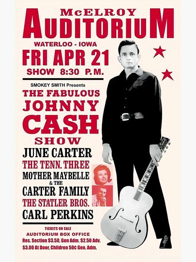 Vintage Johnny Cash Concert - Premium Matte Vertical Poster
