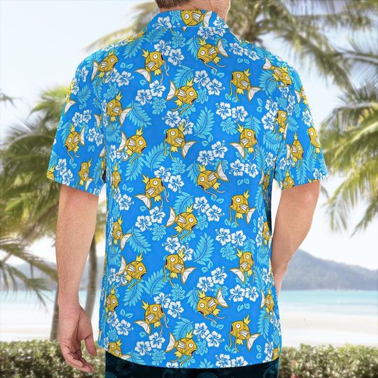 Magikarp Tropical Beach Outfits, Pika Hawaiian Shirt, Summer Vacation Hawaiian Shirt