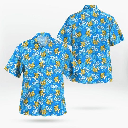 Magikarp Tropical Beach Outfits, Pika Hawaiian Shirt, Summer Vacation Hawaiian Shirt