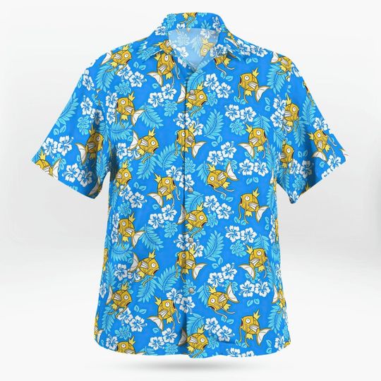 Magikarp Tropical Beach Outfits, Pika Hawaiian Shirt, Summer Vacation Hawaiian Shirt