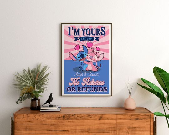 Personalized Stitch and Angel Poster