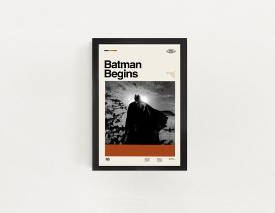Minimalist Batman Begins Retro Movie Poster