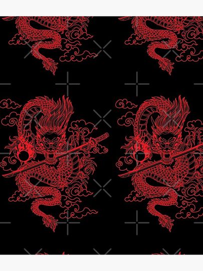 Red Chinese Dragon with Black Background Backpack