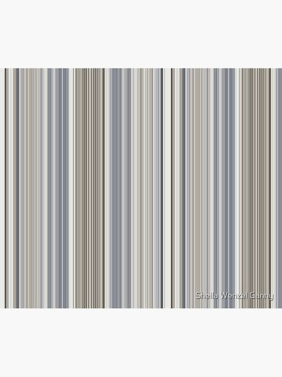Blue Grey Tan Stripes Shower Curtain