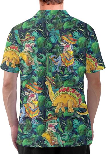 Gopory Dinosaur Golf Shirts for Men Dinosaur Shirt Men Hawaiian Polo Shirts