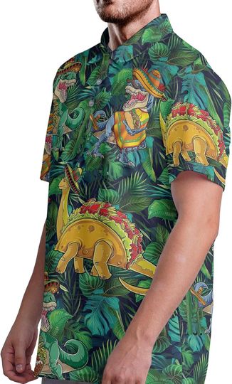 Gopory Dinosaur Golf Shirts for Men Dinosaur Shirt Men Hawaiian Polo Shirts