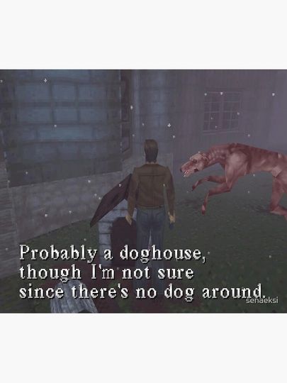 Silent Hill 1 Harry Mason Probably A Doghouse Meme Tapestry
