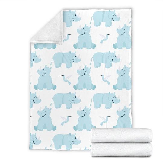 Rhinoceros Blanket - Rhinos Fleece Blanket