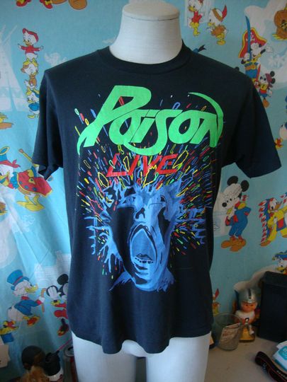 Vintage 80's POISON Live 1988 Tour band tee concert T Shirt