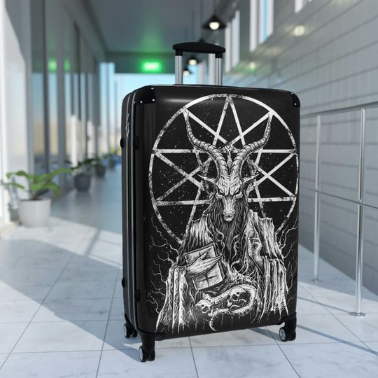 Goth Baphomet Suitcase Cover, Gothic Luggage Cover, Travel Bag