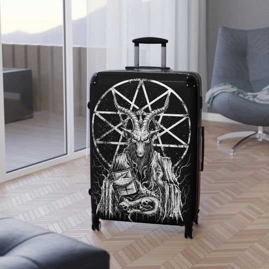 Goth Baphomet Suitcase Cover, Gothic Luggage Cover, Travel Bag