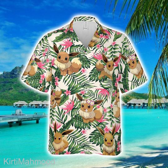 Eevee Evolution Hawaiian Shirt, Flareon Espeon Jolteon