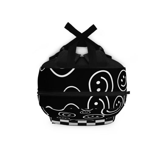 Black Smiley Face & Checkered Backpack