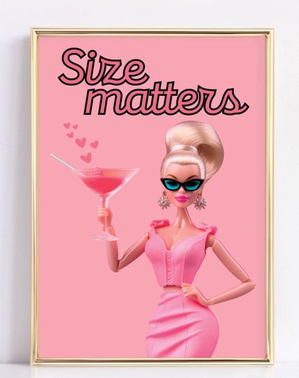 Funny Barbie Wall Art, Cocktail Barbie Poster