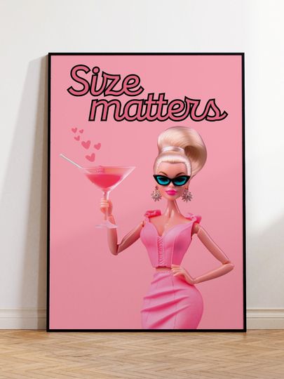 Funny Barbie Wall Art, Cocktail Barbie Poster