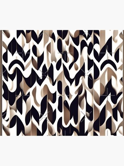 Abstract Black Tan and White Shower Curtain