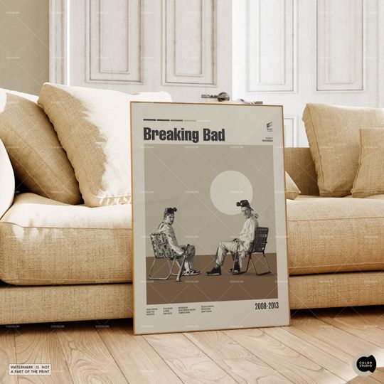 Breaking Bad, Bryan Cranston, Midcentury Modern Vintage Poster