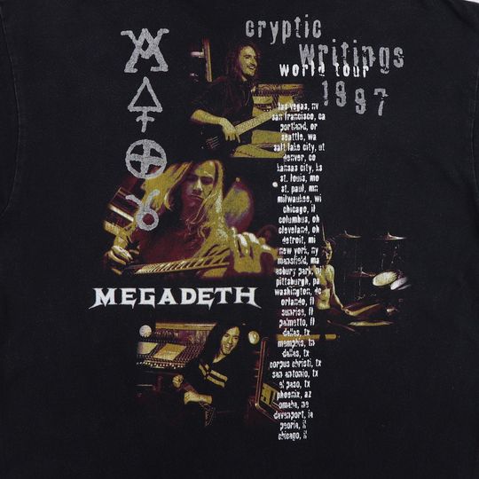 vintage 1997 Megadeth Cryptic Writings World Tour Shirt
