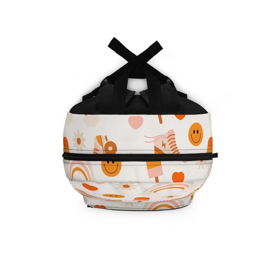 Retro Roller Skate Backpack with Smiley Face and Rainbows
