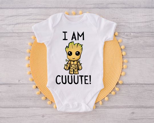 I Am Cuuute Onesie, Groot Baby Clothe
