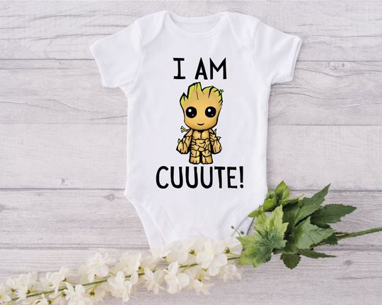 I Am Cuuute Onesie, Groot Baby Clothe