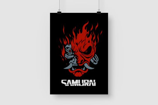 Cyberpunk 2077 Poster | Samurai Logo Poster | Gaming Poster