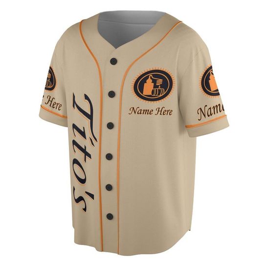 Custom Name Titos Vodka Baseball Jersey, Vintage Beige Titos Vodka Baseball Jersey