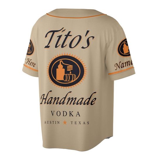 Custom Name Titos Vodka Baseball Jersey, Vintage Beige Titos Vodka Baseball Jersey
